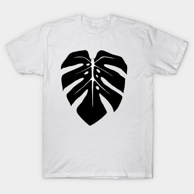 Black Monstera Leaf T-Shirt by ally1021